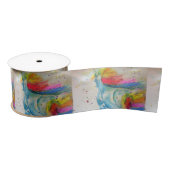 Rainbow Unicorn Waterverf Schilderen Satin Ribbon Satijnen Lint (Spoel)