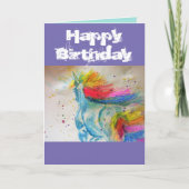 Rainbow Unicorn Waterverf Whimsical art Card Kaart (Voorkant)