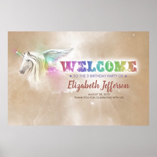 Rainbow Unicorn | Welkom Magic Party Poster (Voorkant)