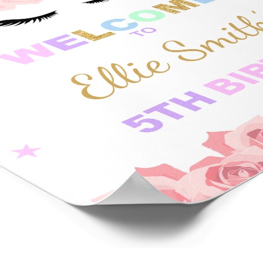 Rainbow Unicorn Welkomstsignalen Poster (Hoek)