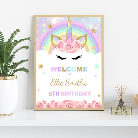 Rainbow Unicorn Welkomstsignalen Poster