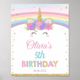 Rainbow Unicorn Welkomstteken Birthday Party Decor Poster