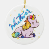 Rainbow Unicorn What Holiday Keramisch Ornament (Voorkant)