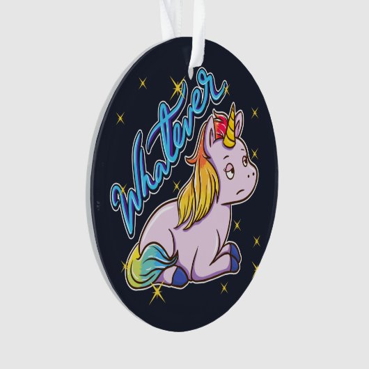 Rainbow Unicorn What Holiday Ornament (voorkant)