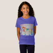 Rainbow Unicorn Whimsical Waterverf Girls T Shirt (Voorkant volledig)