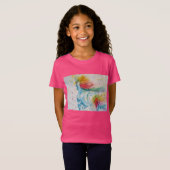 Rainbow Unicorn Whimsical Waterverf Girls T Shirt (Voorkant volledig)