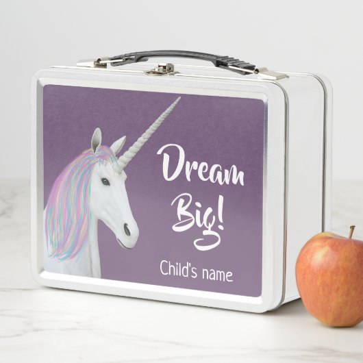 Rainbow Unicorn White Paars Gepersonaliseerd Lunch (In situ)