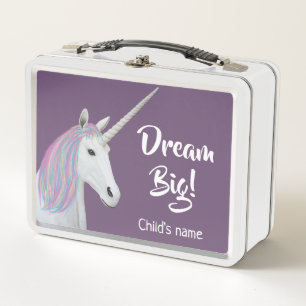 Rainbow Unicorn White Paars Gepersonaliseerd Lunch