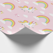 Rainbow Unicorn Wrapping Paper (gepersonaliseerd)  Cadeaupapier (Hoek)