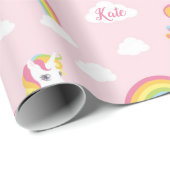 Rainbow Unicorn Wrapping Paper (gepersonaliseerd)  Cadeaupapier (Rol Hoek)
