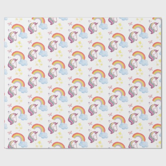 Rainbow & Unicorn Wrapping Paper Gift Wrap Cadeaupapier (Vlak)