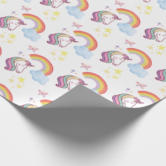 Rainbow & Unicorn Wrapping Paper Gift Wrap Cadeaupapier (Hoek)