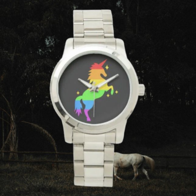 Rainbow Unicorn Zilveren Horloge (Creator heeft geüpload)
