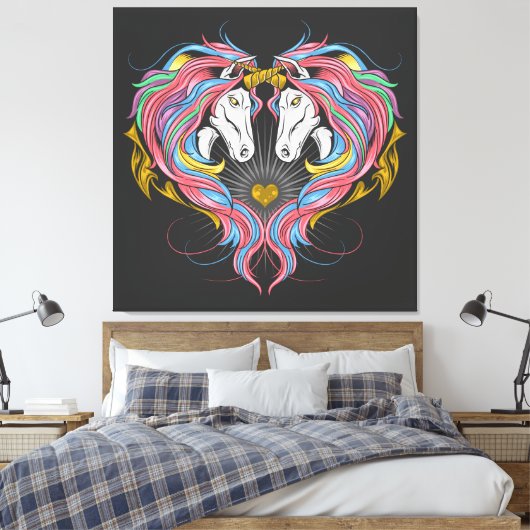 Rainbow Unicorns Canvas Afdruk (Insitu (Slaapkamer))