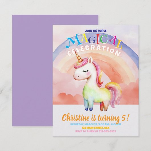 Rainbow Unicorns Flat Kaart (Voorkant / Achterkant)