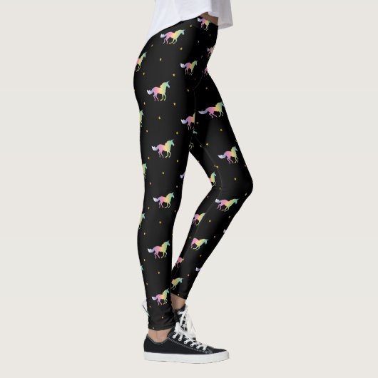 Rainbow Unicorns & Gold Star Pattern Leggings (Rechts)