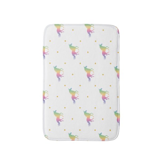 Rainbow Unicorns & Gold Stars Pattern Badmat (Voorkant Verticaal)