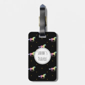 Rainbow Unicorns & Gold Stars Pattern Bagagelabel (Achterkant verticaal)