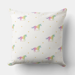 Rainbow Unicorns & Gold Stars Pattern Buitenkussen