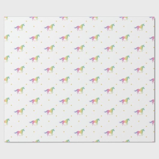Rainbow Unicorns & Gold Stars Pattern Cadeaupapier (Vlak)