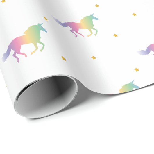 Rainbow Unicorns & Gold Stars Pattern Cadeaupapier (Rol Hoek)