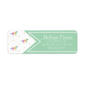 Rainbow Unicorns & Gold Stars Pattern Etiket (Voorkant)