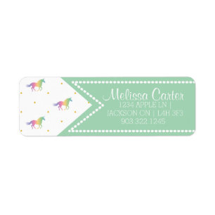Rainbow Unicorns & Gold Stars Pattern Etiket