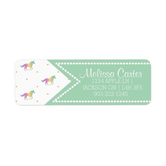 Rainbow Unicorns & Gold Stars Pattern Etiket (Voorkant)