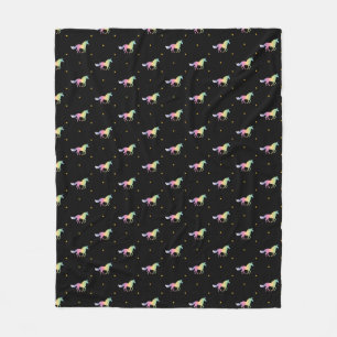 Rainbow Unicorns & Gold Stars Pattern Fleece Deken