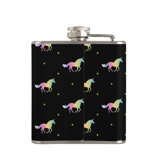 Rainbow Unicorns & Gold Stars Pattern Heupfles (Achterkant)