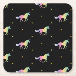 Rainbow Unicorns & Gold Stars Pattern Kartonnen Onderzetters