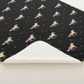 Rainbow Unicorns & Gold Stars Pattern Sherpa Deken (3/4)