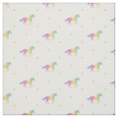 Rainbow Unicorns & Gold Stars Pattern Stof (Swatch)