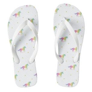 Rainbow Unicorns & Gold Stars Pattern Teenslippers