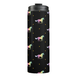 Rainbow Unicorns & Gold Stars Pattern Thermosbeker