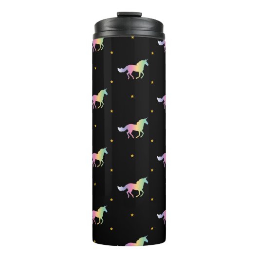 Rainbow Unicorns & Gold Stars Pattern Thermosbeker (Voorkant)