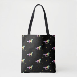 Rainbow Unicorns & Gold Stars Pattern Tote Bag