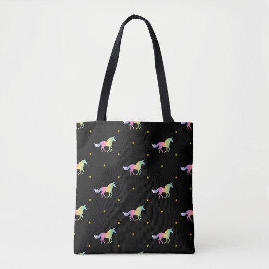Rainbow Unicorns & Gold Stars Pattern Tote Bag (Voorkant)