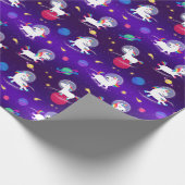 Rainbow Unicorns In Space Purple Ombre Cadeaupapier (Hoek)