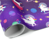 Rainbow Unicorns In Space Purple Ombre Cadeaupapier (Rol Hoek)