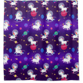 Rainbow Unicorns In Space Purple Ombre Douchegordijn (Voorkant)