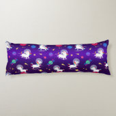 Rainbow Unicorns In Space Purple Ombre Lichaamskussen (Achterkant)