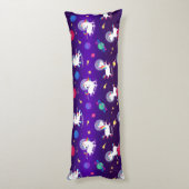 Rainbow Unicorns In Space Purple Ombre Lichaamskussen (Achterkant (Verticaal))