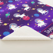 Rainbow Unicorns In Space Purple Ombre Sherpa Deken (3/4)