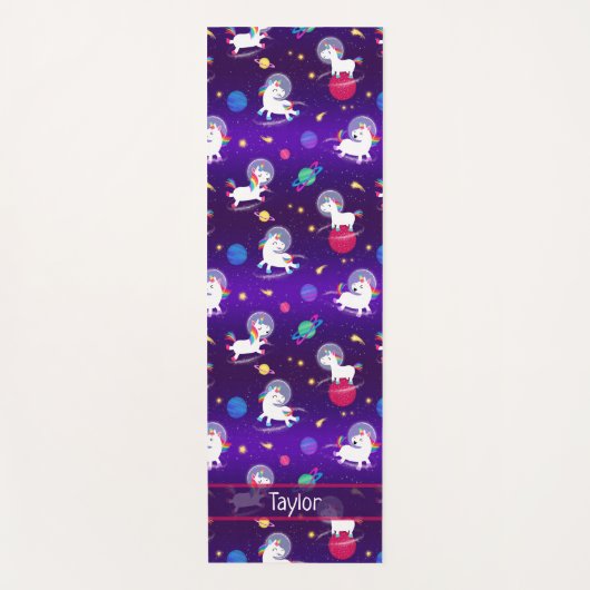 Rainbow Unicorns In Space Purple Ombre Yogamat (Voorkant)