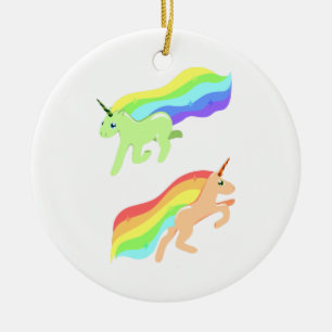 Rainbow Unicorns Keramisch Ornament