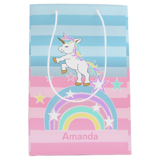 Rainbow Unicorns Medium Cadeauzakje (Voorkant)