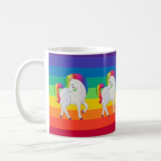 Rainbow Unicorns Parade Coffee Mok (Links)