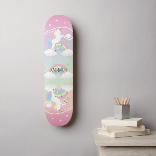Rainbow Unicorns Skateboard (Muurkunst)