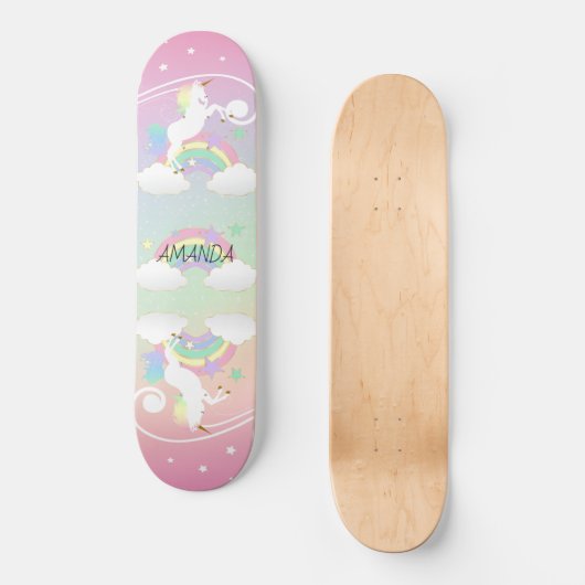 Rainbow Unicorns Skateboard (Voorkant)